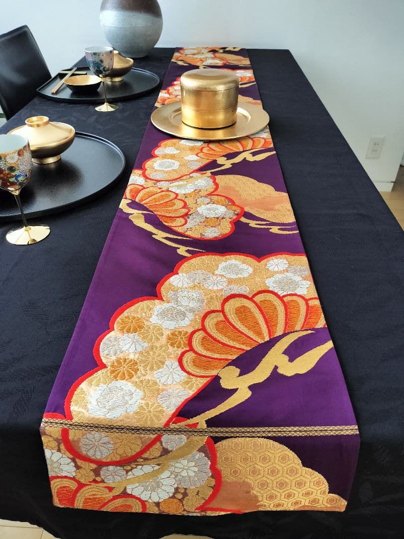 A616★逸品‼️豪華刺繍‼️ひな祭り‼️袋帯正絹テーブルランナー2ｍ2cm