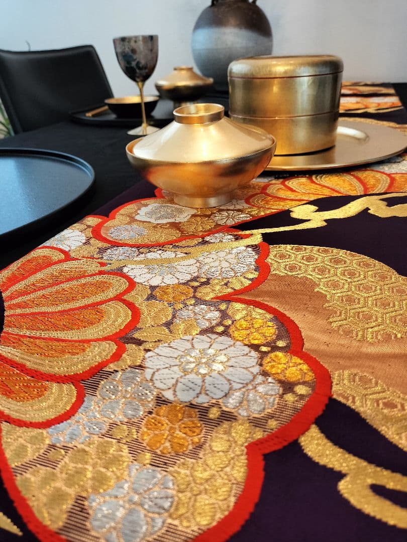 A616★逸品‼️豪華刺繍‼️ひな祭り‼️袋帯正絹テーブルランナー2ｍ2cm