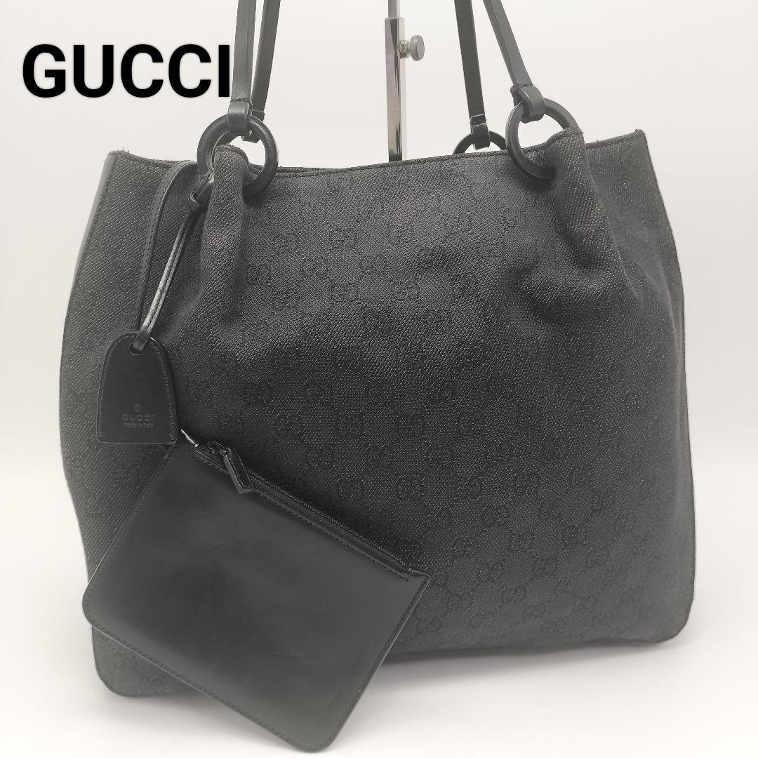 極美品✨グッチ　トートバッグ　GG柄　ブラック　黒
