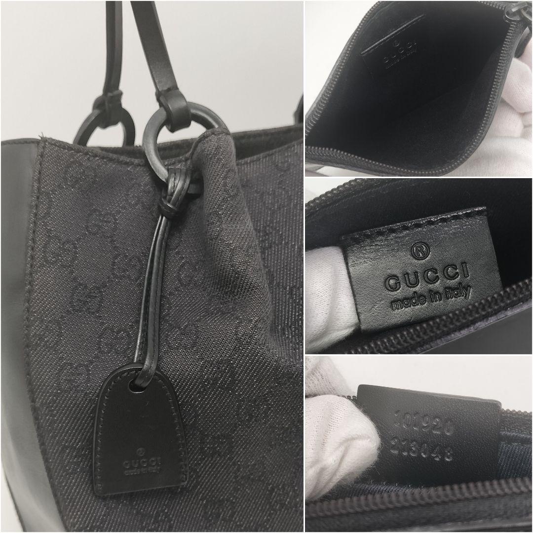 極美品✨グッチ　トートバッグ　GG柄　ブラック　黒