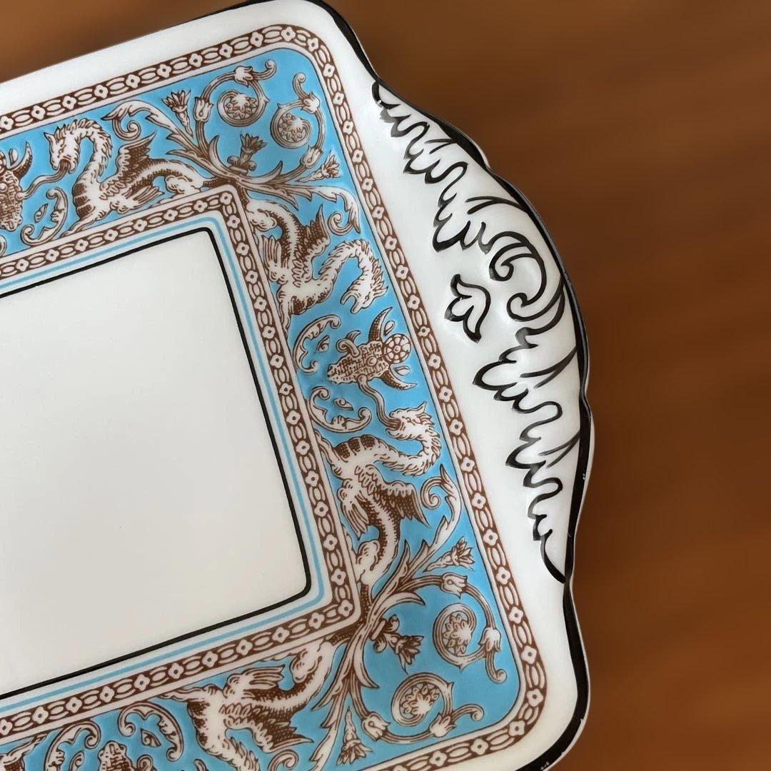 ウェッジウッド　フロレンティーン　ターコイズ　サンドウィッチ　プレート　スクエア