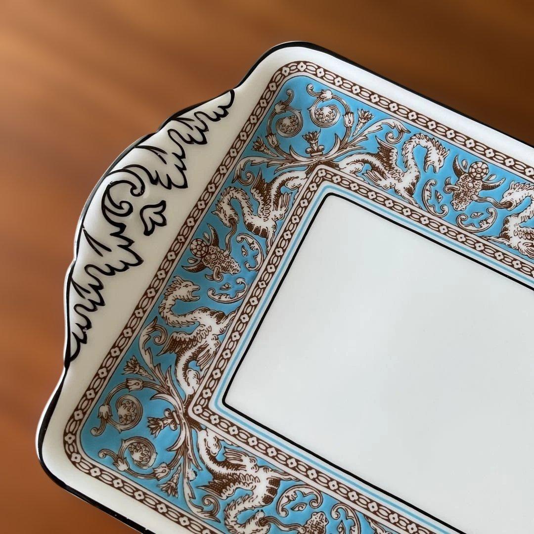 ウェッジウッド　フロレンティーン　ターコイズ　サンドウィッチ　プレート　スクエア