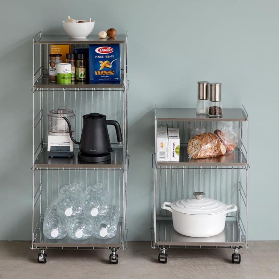 44737 ステンレス棚のスタッキングワゴン 3段