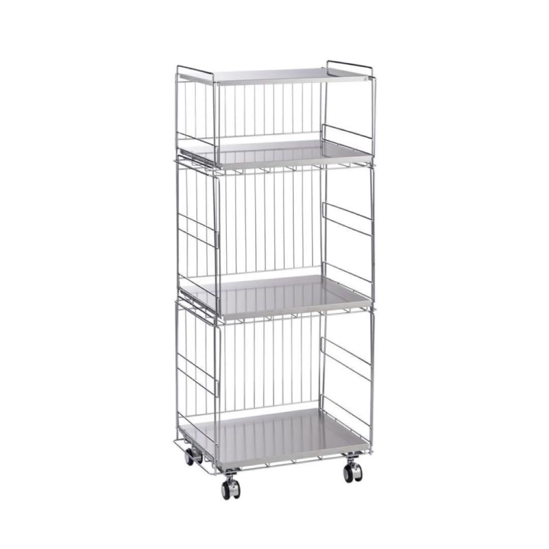 44737 ステンレス棚のスタッキングワゴン 3段