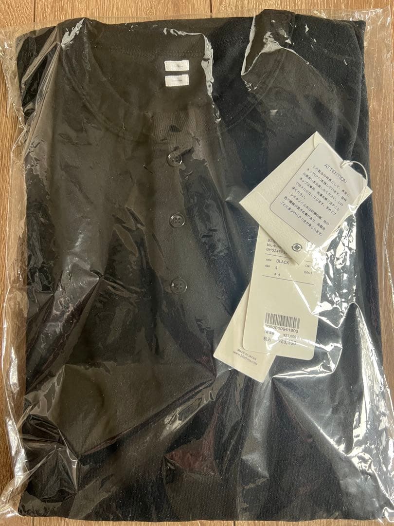 blurhms コットンシルク ヘンリーベースボールTシャツ ブラック サイズ4
