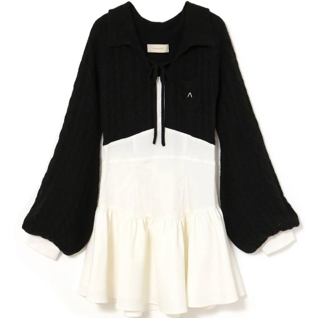 andmary Tess blouse mini dress ブラック
