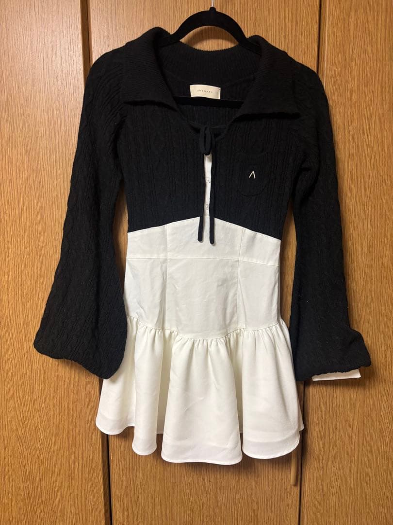 andmary Tess blouse mini dress ブラック