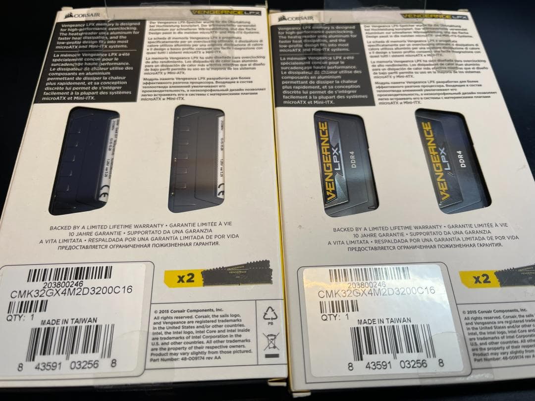 W*D様 2個セット メモリ コルセア 32GB DDR4 3200MHz