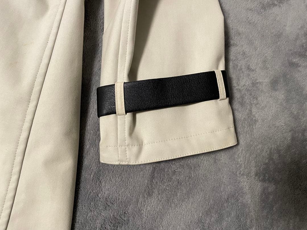 エルメス　レザー チンストラップ コットン ステンカラーコート　サイズ50