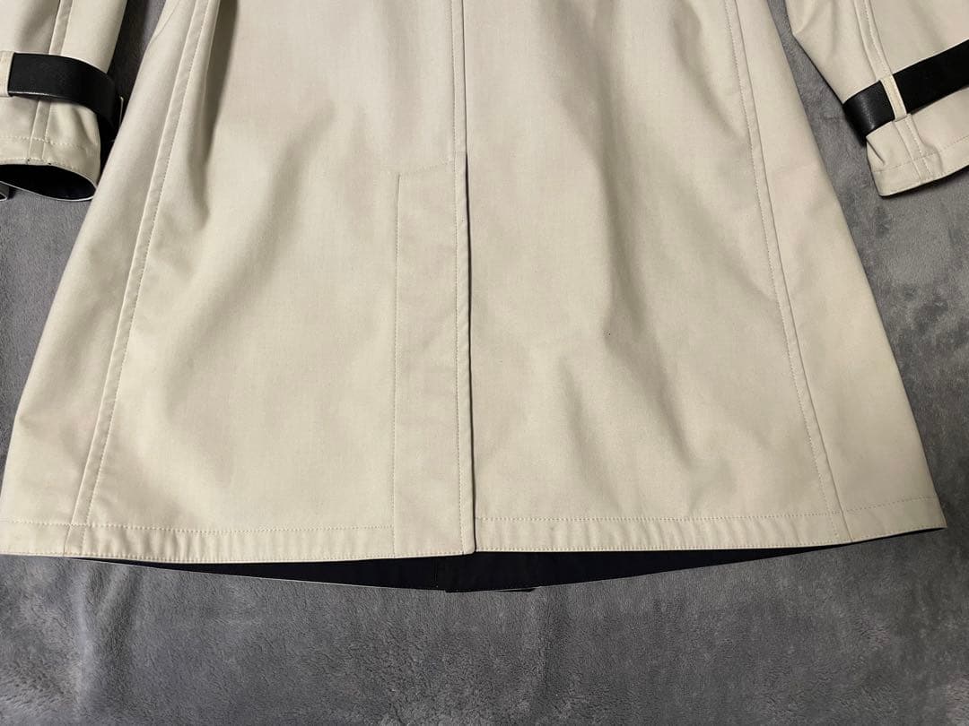 エルメス　レザー チンストラップ コットン ステンカラーコート　サイズ50