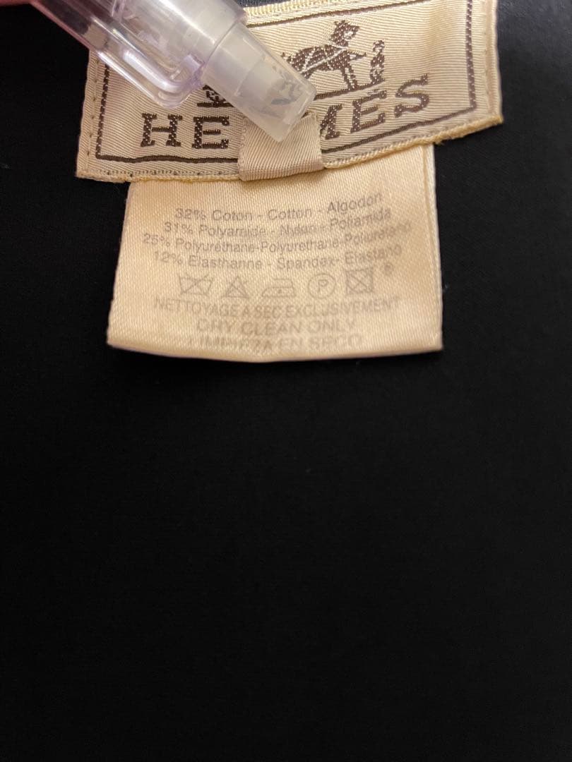 エルメス　レザー チンストラップ コットン ステンカラーコート　サイズ50