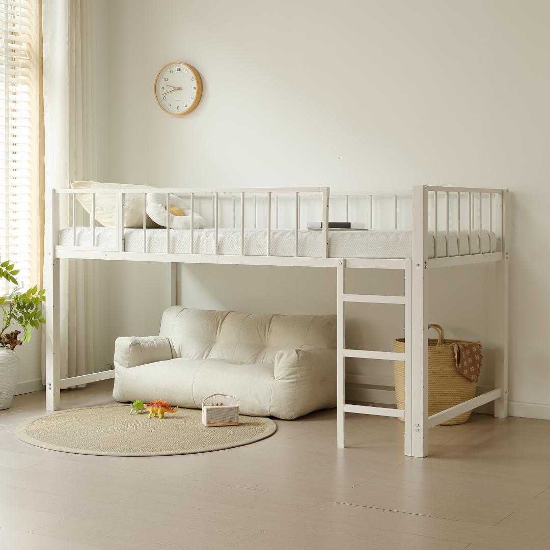 ロフトベッド パイプベッド シングル 高さ110cm 子供ベッド　WHITE