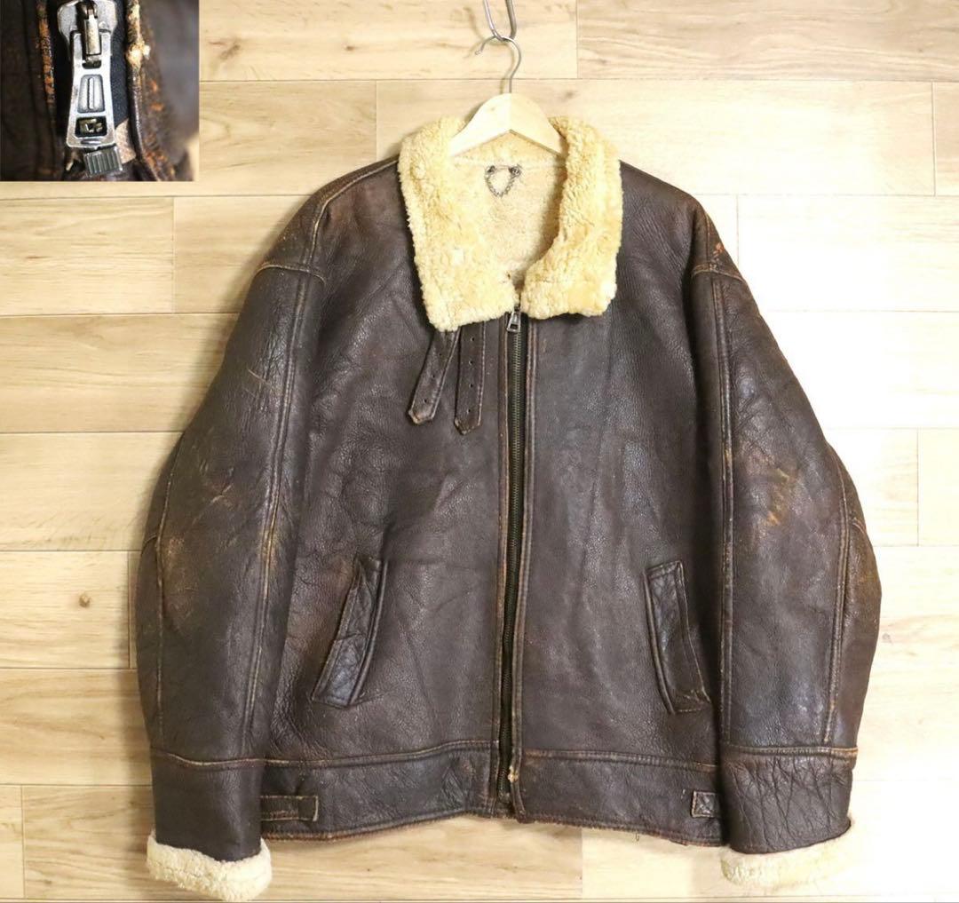 ムートンジャケット　B-3タイプ　本革　子羊革　レザージャケット　革ジャン