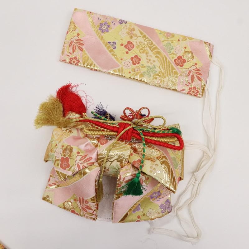 【七五三】5点セット＊3歳～女児 橘柄 ピンク 子供着物作り帯 化繊 9RM3