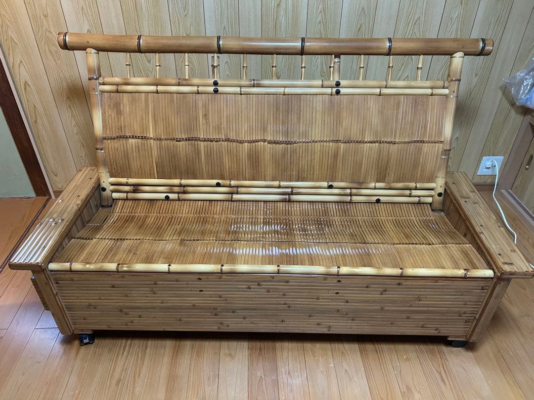 梅里竹芸　三人掛けソファー　ベンチ　竹製　【A-99】