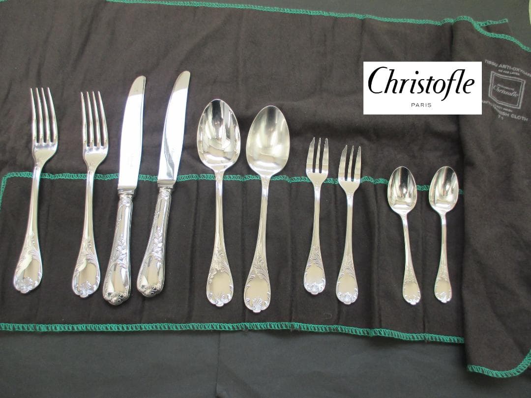 ☆仏蘭西高級銀器クリストフルシルバー カトラリー１０本　マルリー酸化防止収納袋入