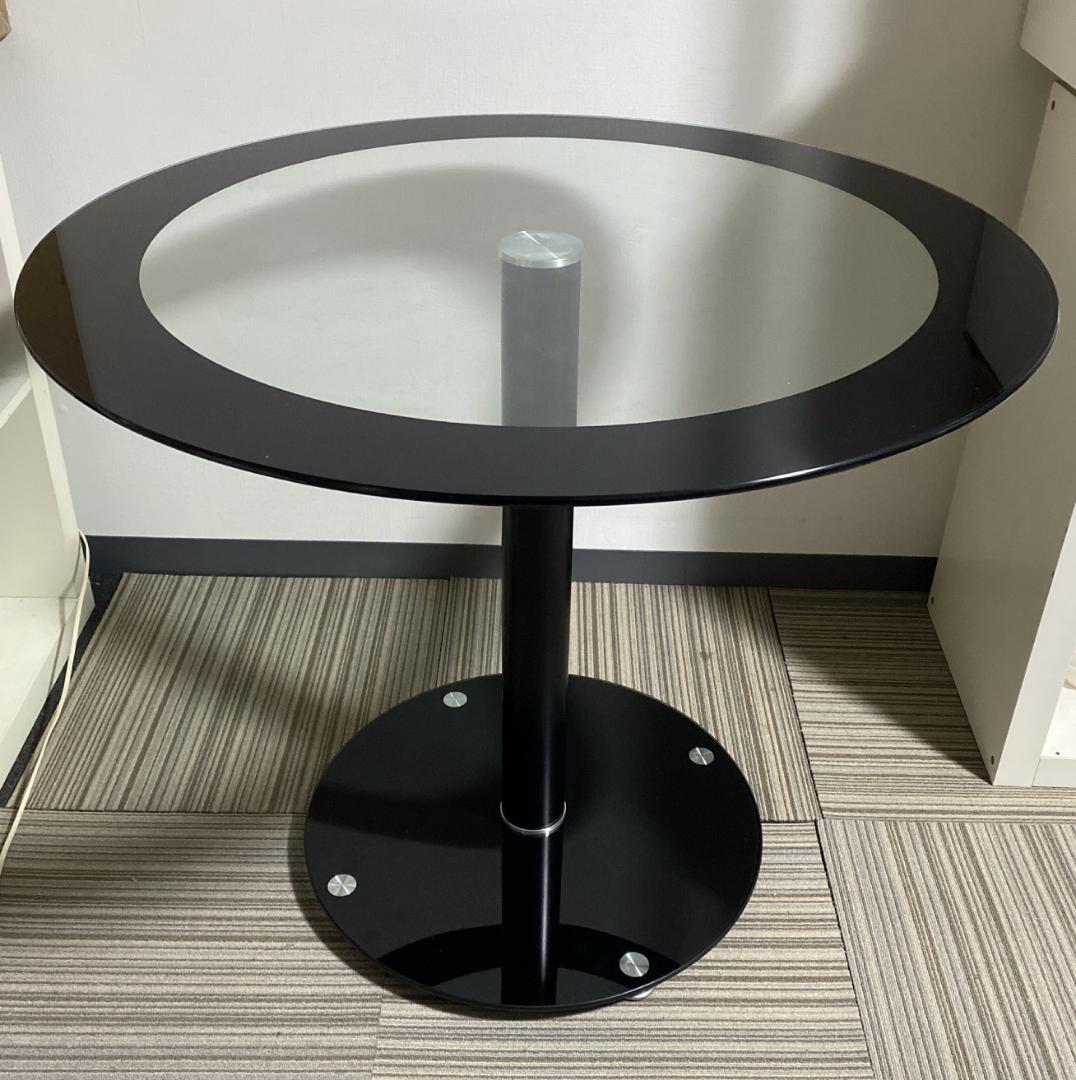 naonao1788　ガラス丸テーブル IKEAローテーブル2点セット