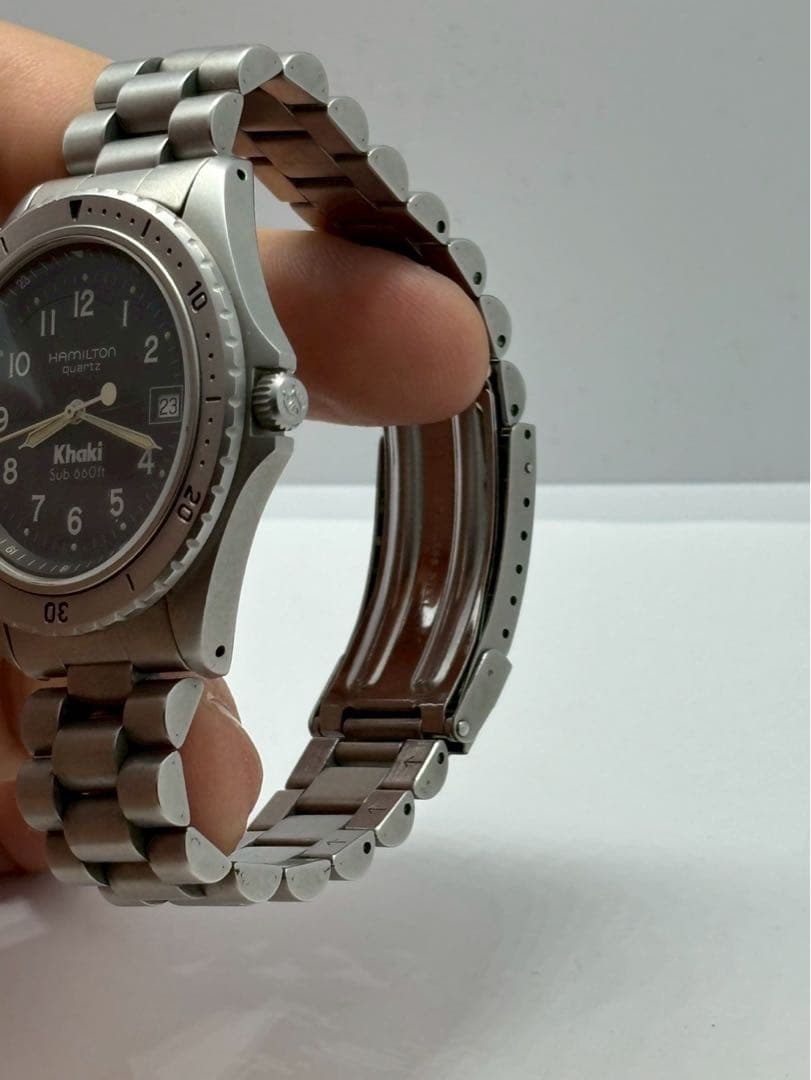 ハミルトン 腕時計　カーキ サブ クオーツ ブラック文字盤 ミリタリー