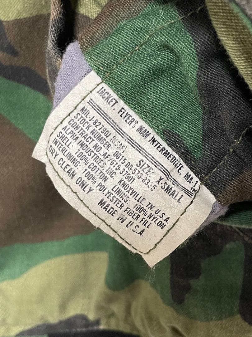 80s USA製 alpha ma-1 ma1 ウッドランドカモ フライト