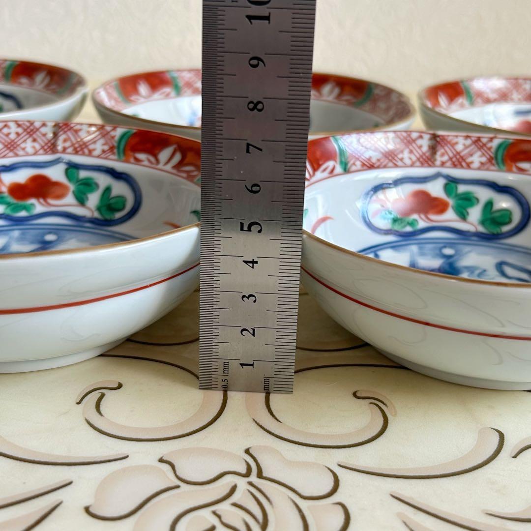 三洋陶器　龍峰窯　つみき　赤絵　染付山水　中鉢揃　5枚セット　小鉢　古伊万里色絵