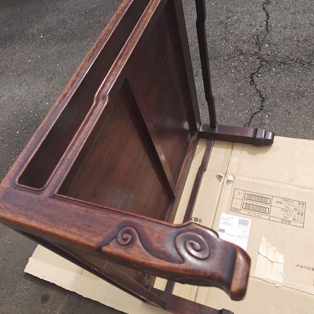 昭和レトロ 大正ロマン　無垢材　木彫　座卓　ちゃぶ台 　古家具　当時物　送料込