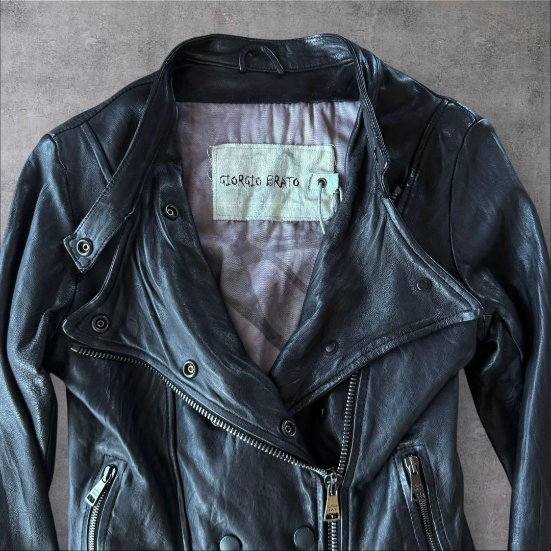 ジャケット・アウター Giorgio Brato Silk Leather Riders Jacket