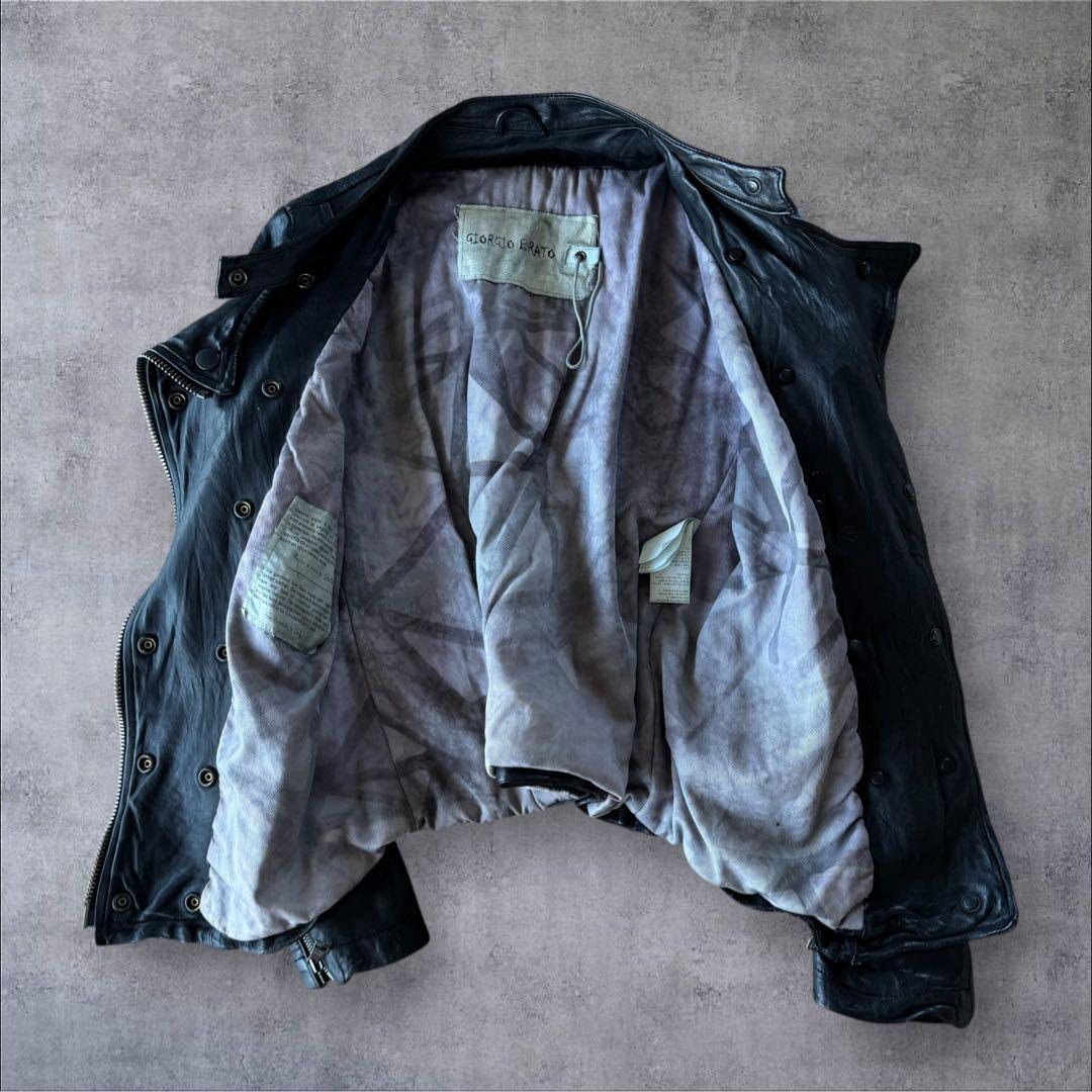ジャケット・アウター Giorgio Brato Silk Leather Riders Jacket