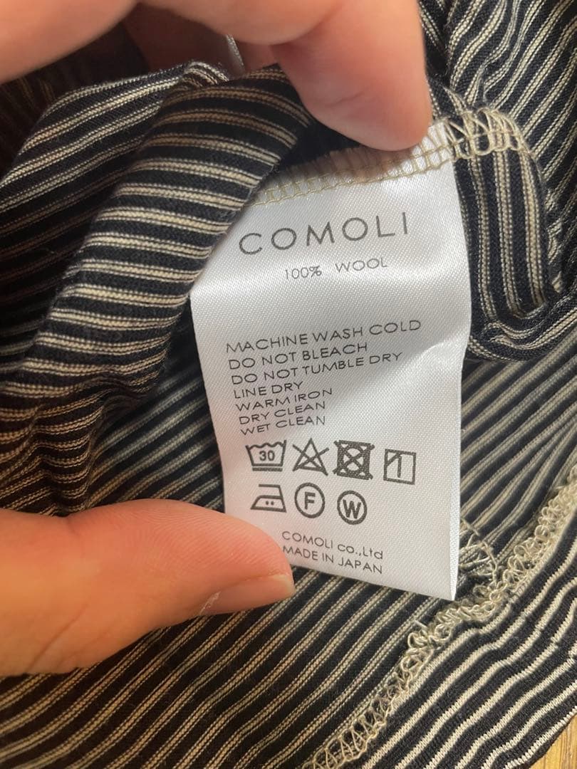 COMOLI 23SSサマーウール 半袖 BORDER サイズ2