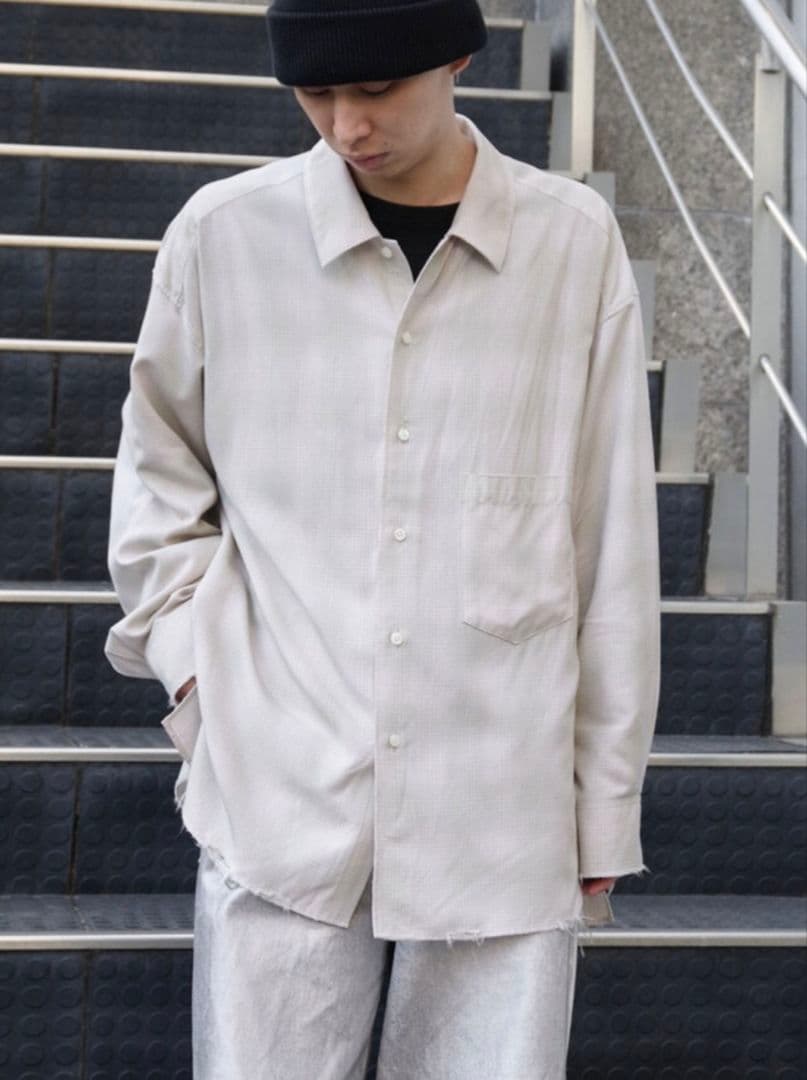 ANCELLM OMBRECHECK SHIRT ピンク サイズ2 25SS