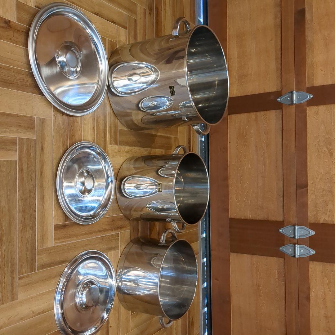 ステンレススチール 蓋付き鍋 3個セット