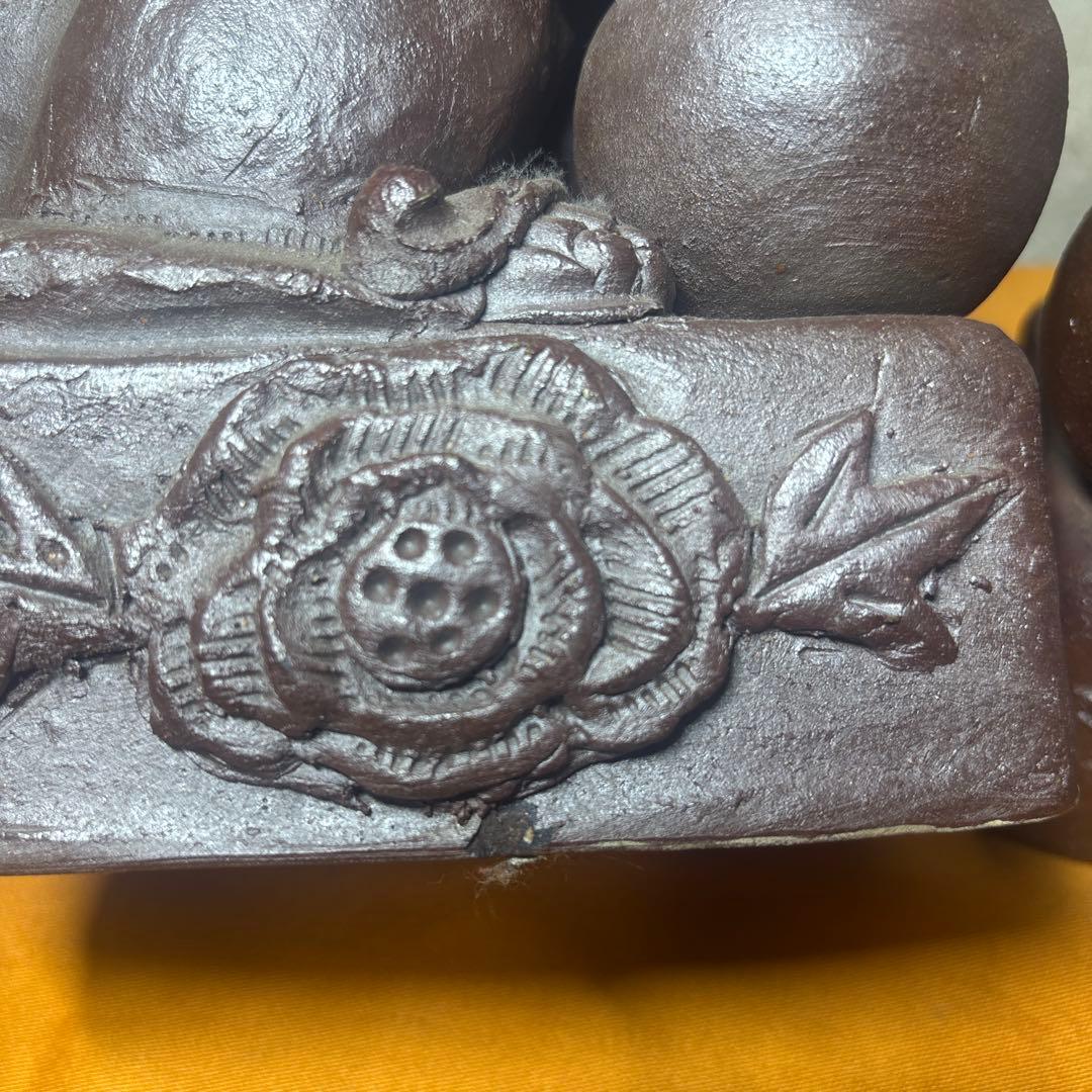 壺屋焼の名工 宜保次郎 唐獅子 壷屋 在銘 骨董品 古美術 置物