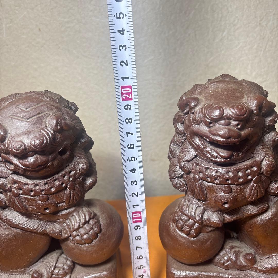 壺屋焼の名工 宜保次郎 唐獅子 壷屋 在銘 骨董品 古美術 置物