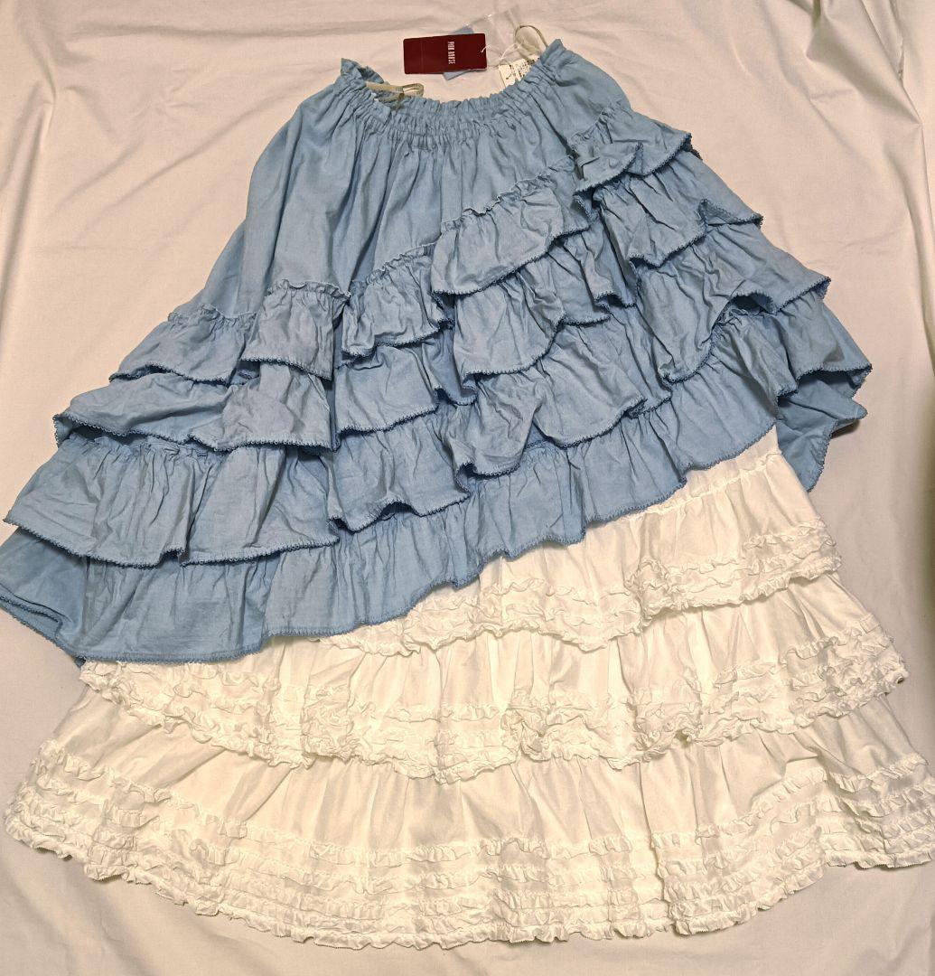 【タグ付き未使用】ピンクハウス　ダンガリー✕ローンフリルスカート