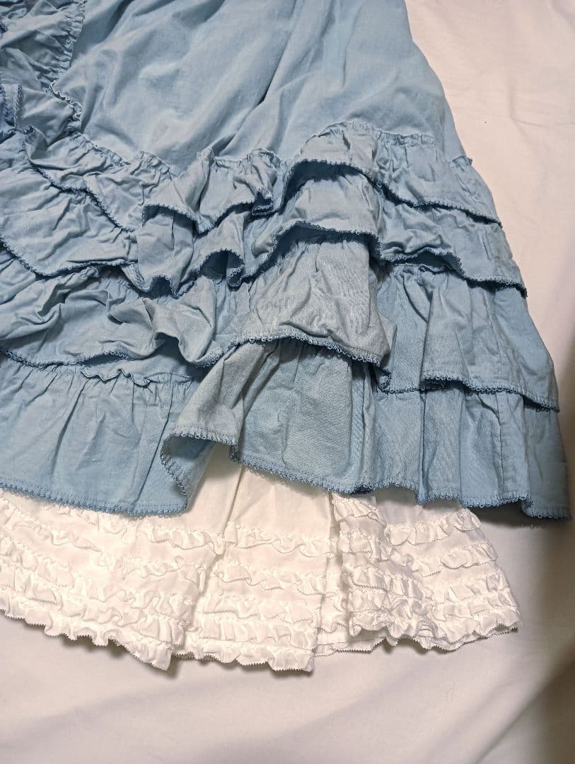 【タグ付き未使用】ピンクハウス　ダンガリー✕ローンフリルスカート