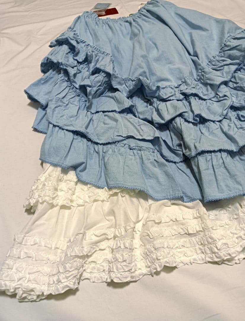 【タグ付き未使用】ピンクハウス　ダンガリー✕ローンフリルスカート