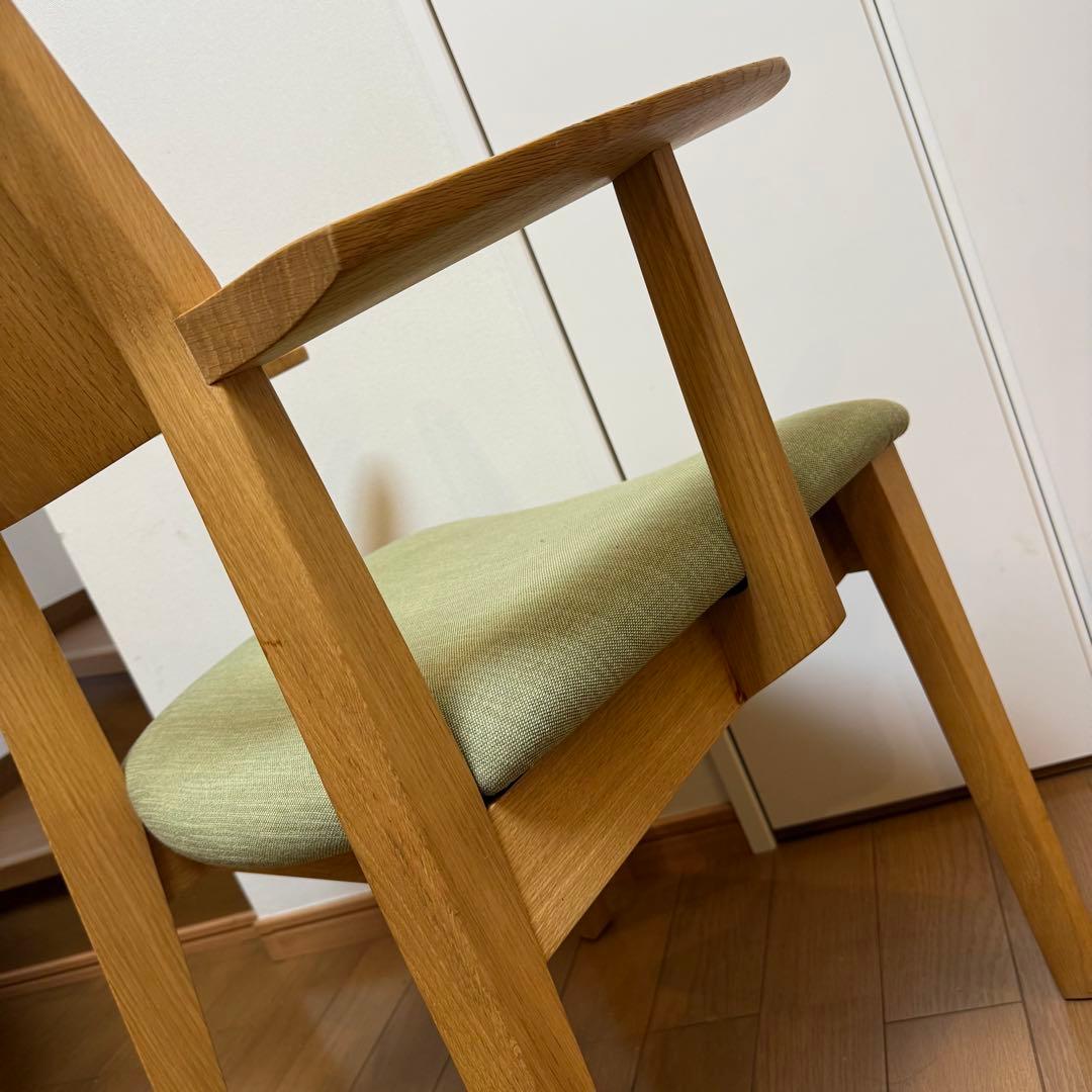 【送料無料】日進木工1脚 高級アームチェア グリーン美品 座り心地抜群 日本製