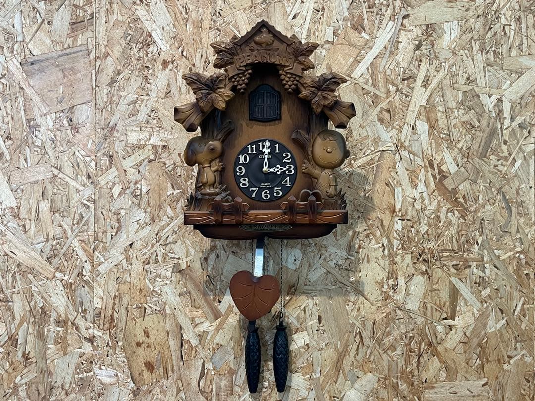 スヌーピー 鳩時計 CITIZEN レトロ 木製 ハト時計　SNOOPY 訳あり