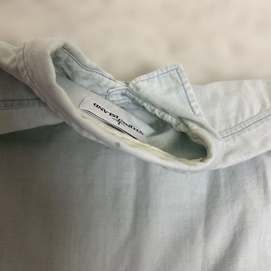 STONE  シャツジャケット　ブルゾン　水色　ワッペン　Sサイズ