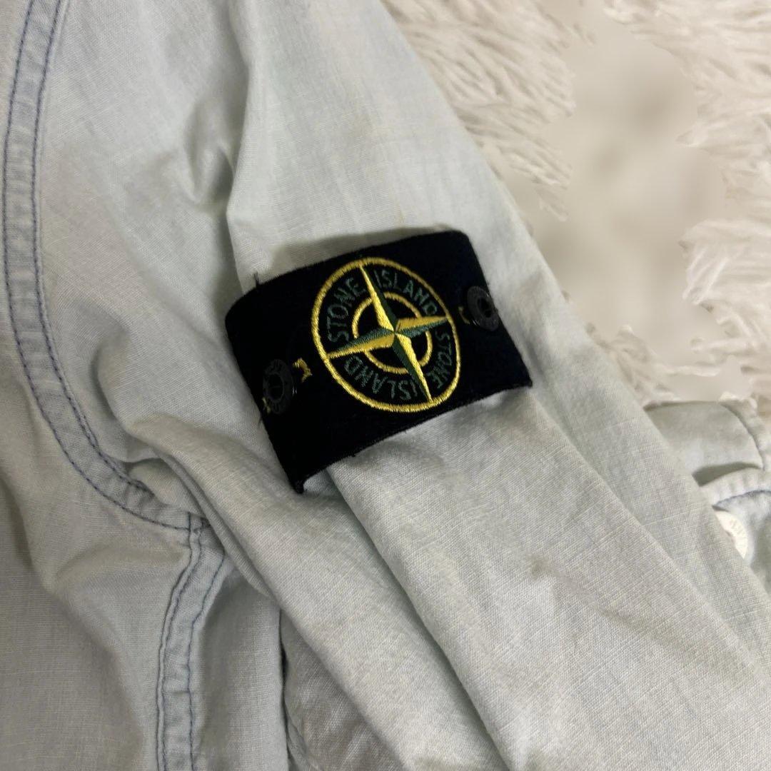 STONE  シャツジャケット　ブルゾン　水色　ワッペン　Sサイズ