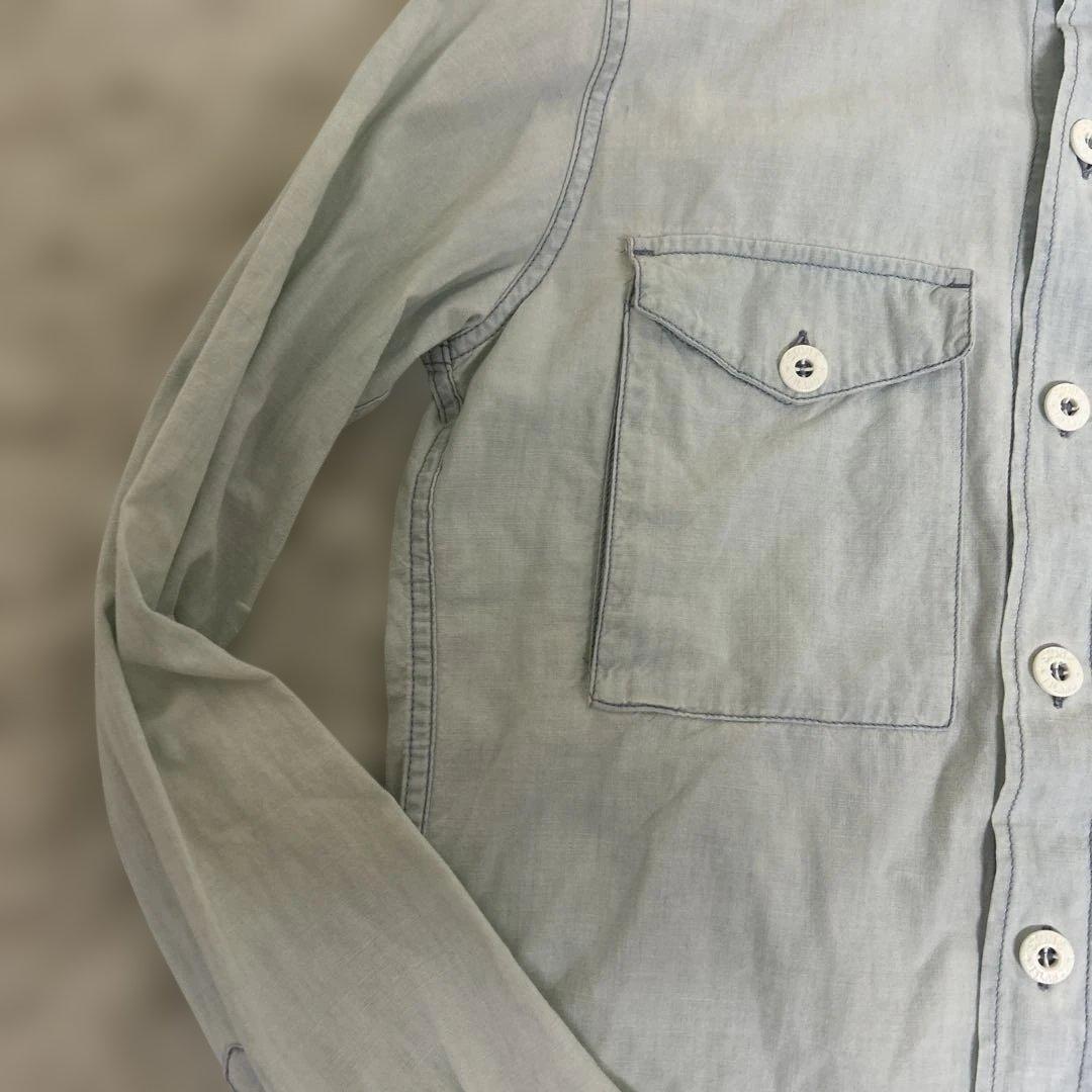 STONE  シャツジャケット　ブルゾン　水色　ワッペン　Sサイズ