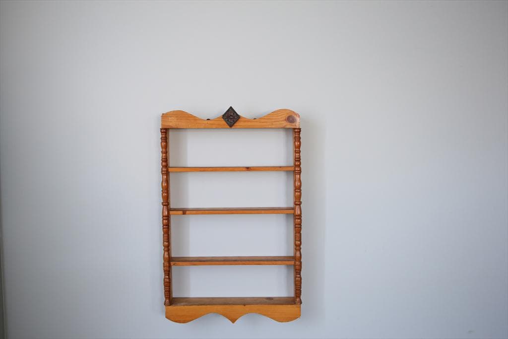 イギリスアンティーク木製ウォールシェルフ/壁掛けラック/飾り棚(91-182)