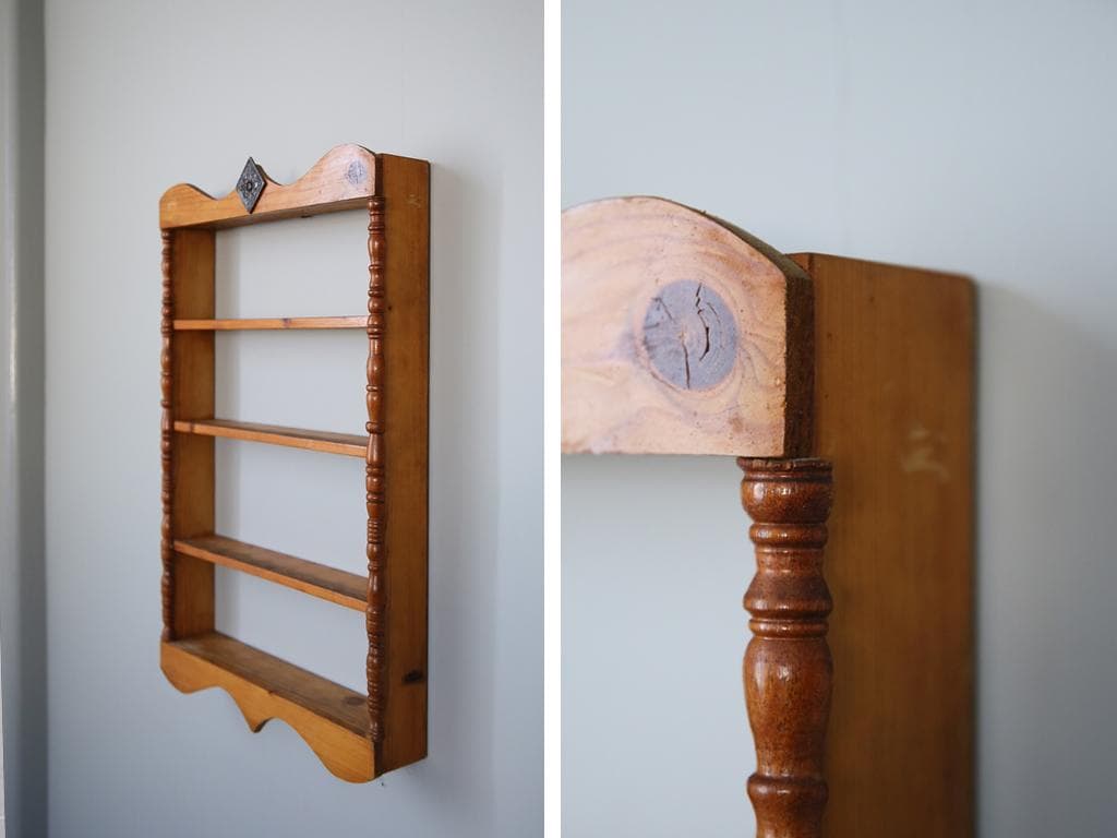 イギリスアンティーク木製ウォールシェルフ/壁掛けラック/飾り棚(91-182)