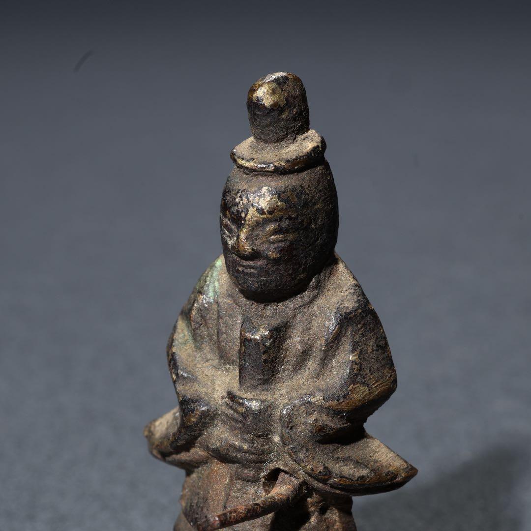 天神立像　菅原道真　天神様　銅製　骨董　仏像　R1682
