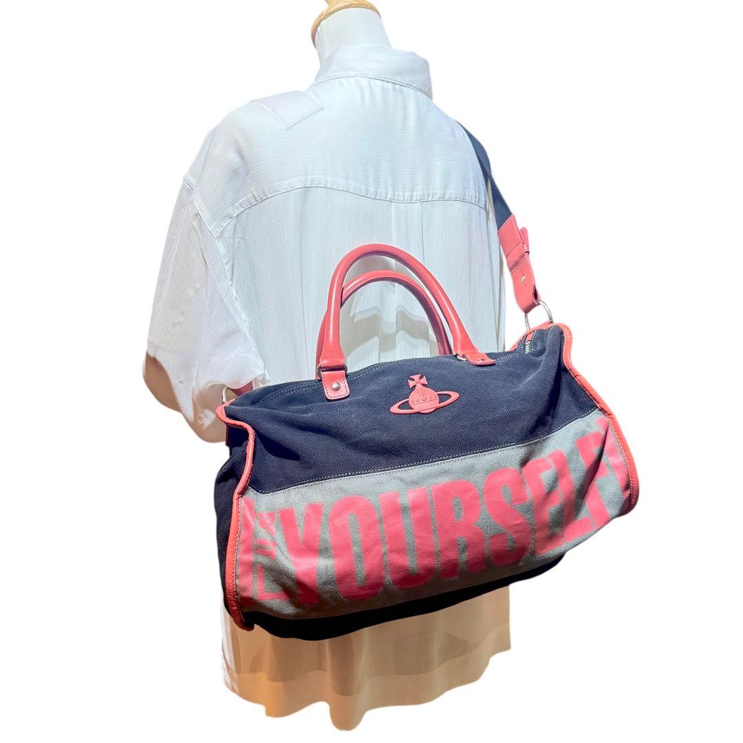 バッグ Vivienne Westwood Logo Boston Bag Canvas