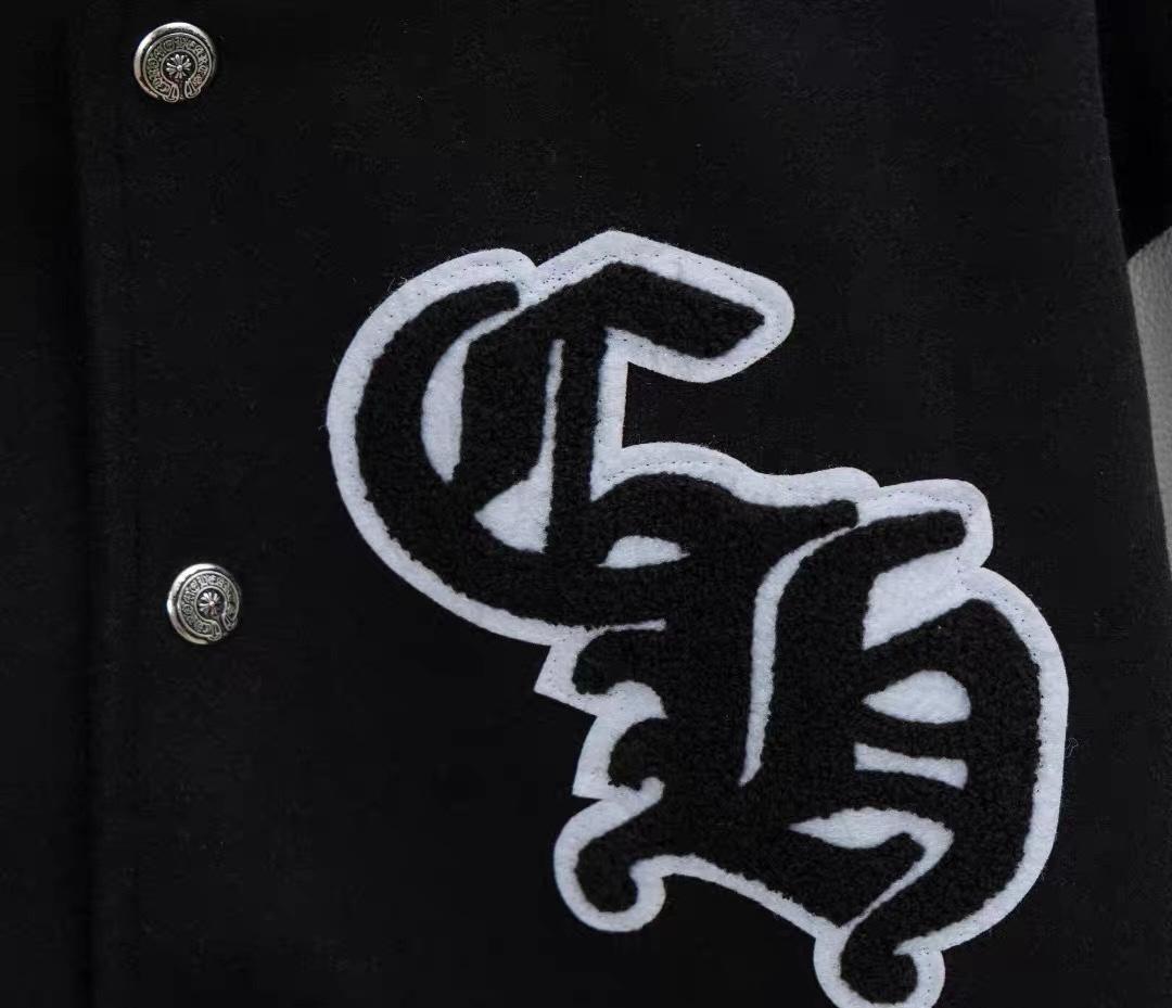 スタジャン 黒/白　ブラックホワイト3刺繍口 ゴ付き