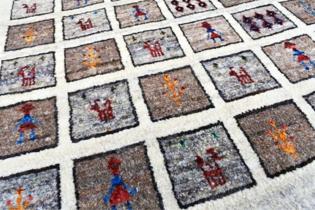 キャシュクリギャッベ ペルシャ絨毯 トライバルラグ なめらか高品質