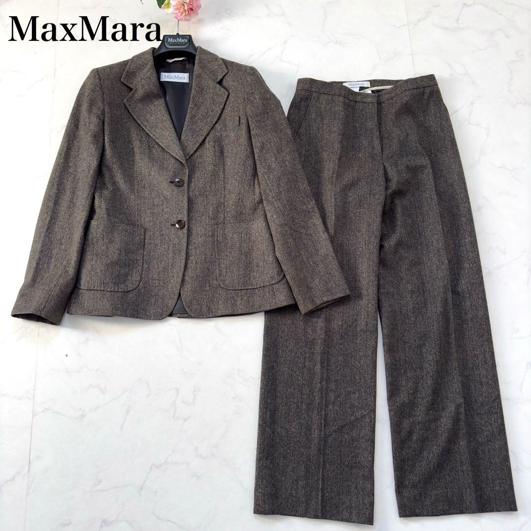 大きいサイズ✨マックスマーラ 【白タグ】パンツスーツ アンゴラ混 42/40