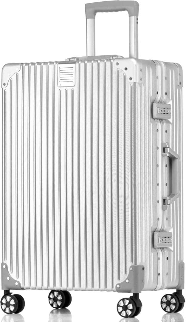 スーツケース アルミフレーム ダブルキャスター M 60L 4〜6泊 シルバー