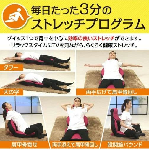 腰痛に 腰楽ストレッチ 座椅子 グイッス グレー セシール