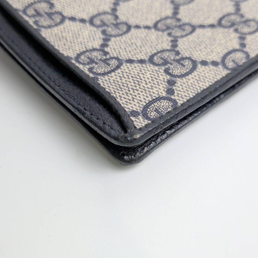 GUCCI グッチ　二つ折り財布　シグネチャー　PVC ブラック